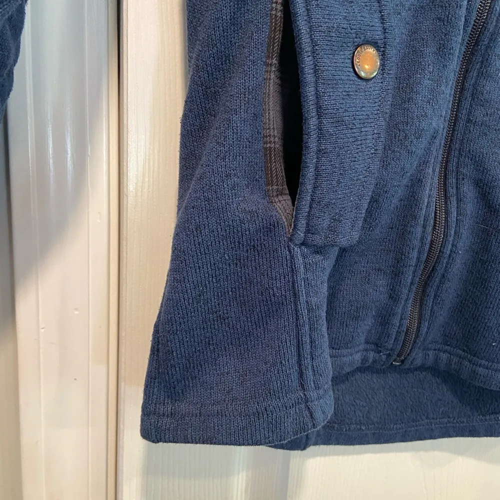 Eddie Bauer Size M Sweater Fleece Full Zip Hooded Quilted Mock Neck Jacket - Image 3