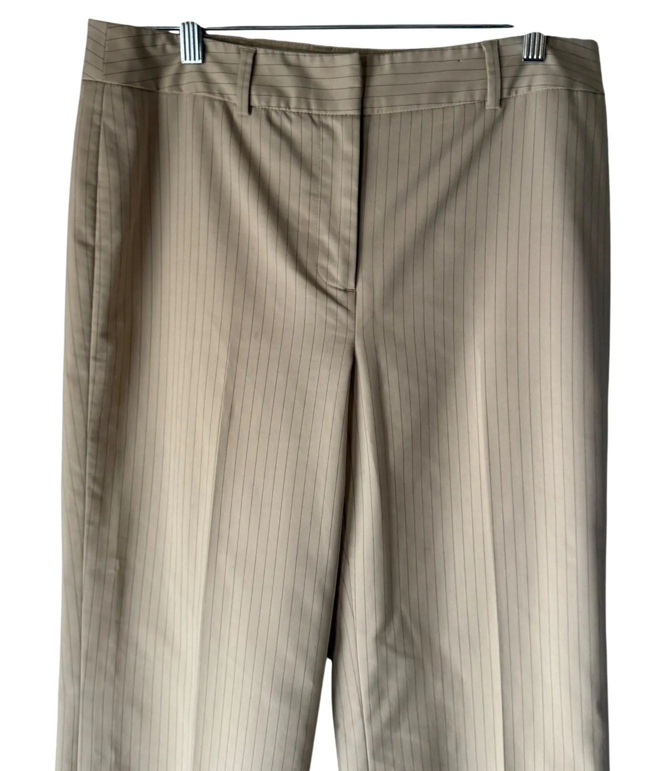 Ann Taylor Factory Y2k Womens Tan Pinstripe Wide Leg Dress Pants 8 Office Siren - Image 2