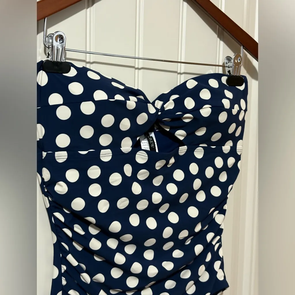 J. Crew Blue/White Gemma ruched bandeau cutout one-piece NWOT - Image 6