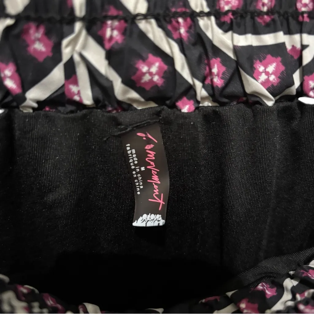 FP movement black floral stripe flare ultra short lined running active shorts Size M - Image 6