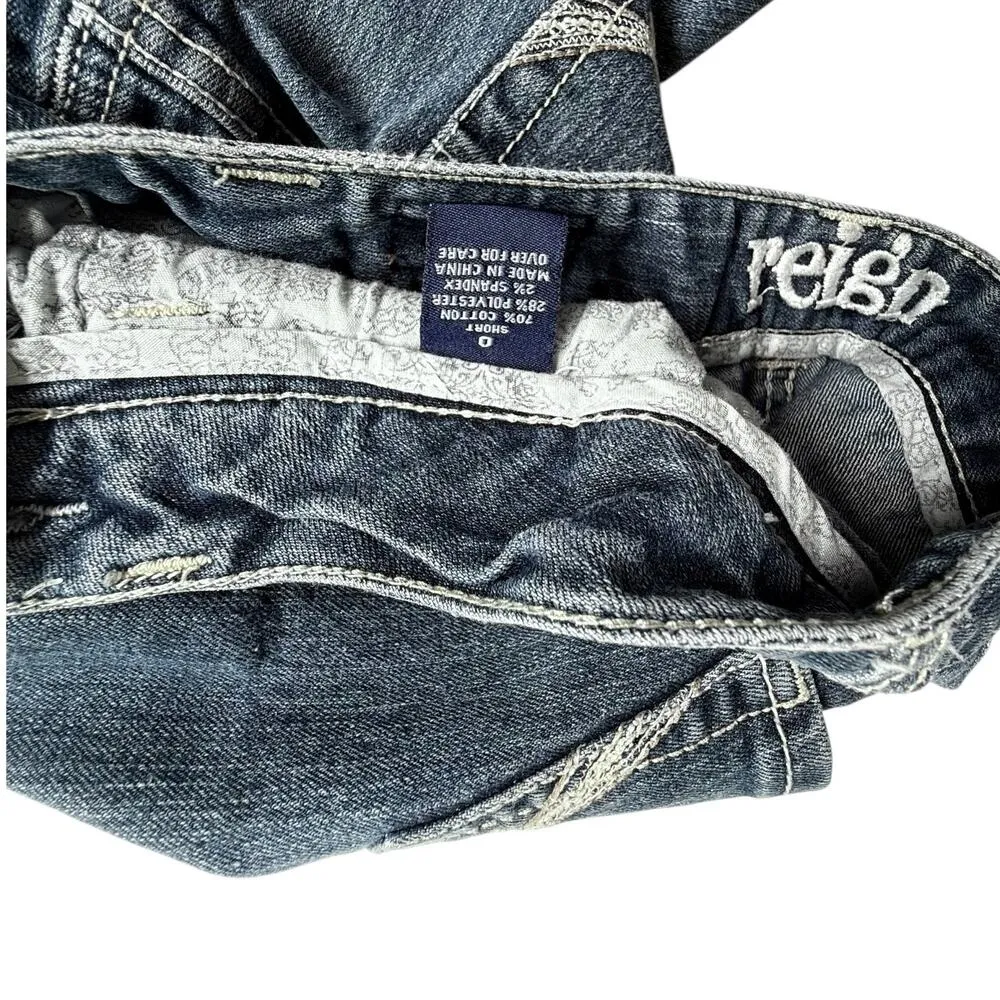 Reign Blue Denim Ankle JEANS Embroidered Pocket Women's 0 Short 24x27.5 Low Rise - Image 5