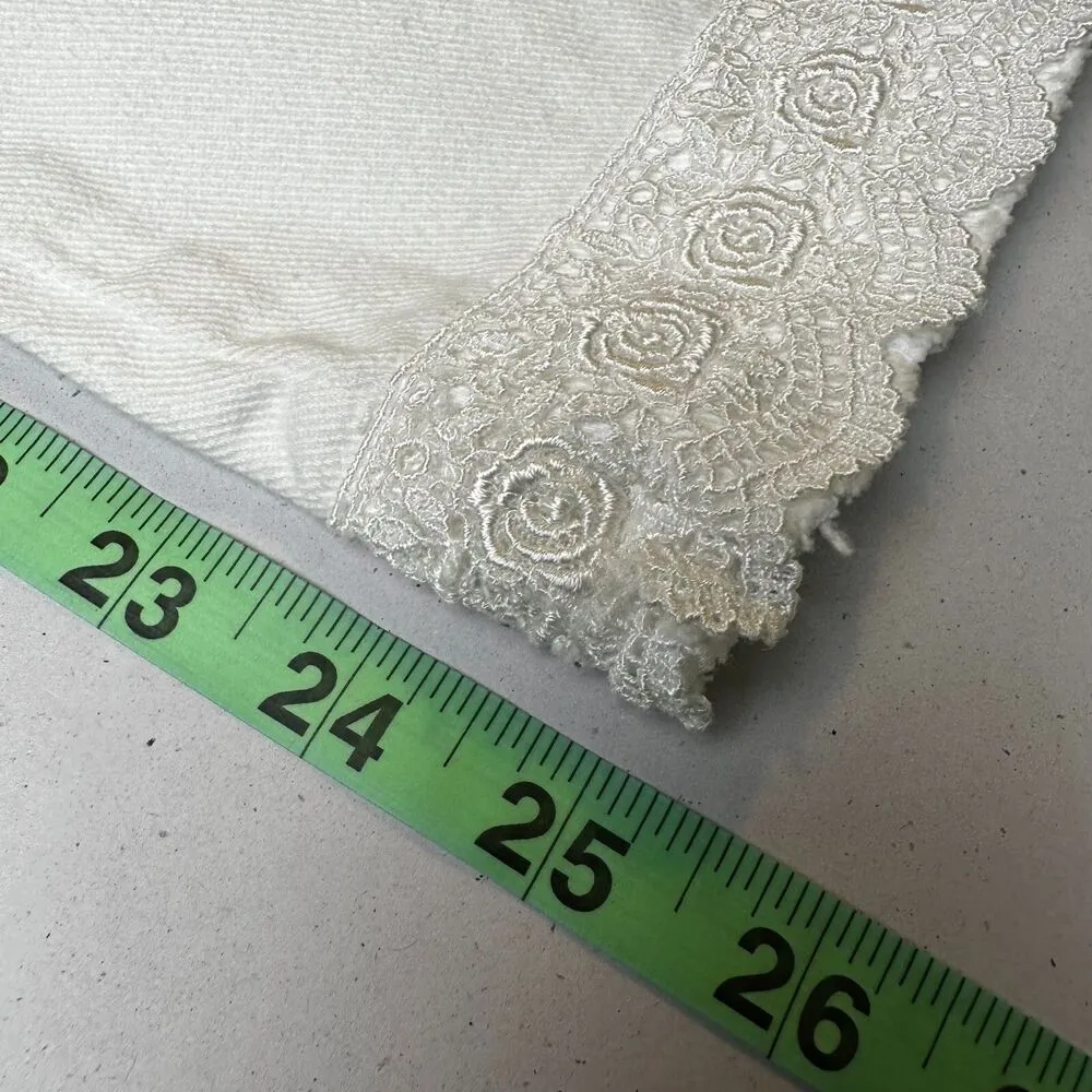 Zara Sailor Gold Button Wide Leg Embroidered Cropped White Patch Pocket Jeans 6 - Image 6