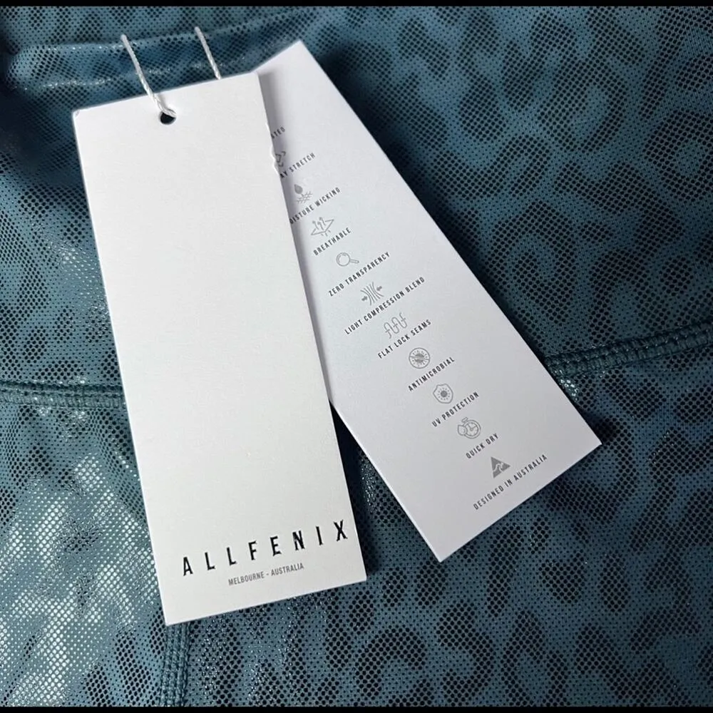 ALLFENIX Womens Athletic Sporty Liquid Leopard Forest Green 7/8 Legging Sz S - Image 5