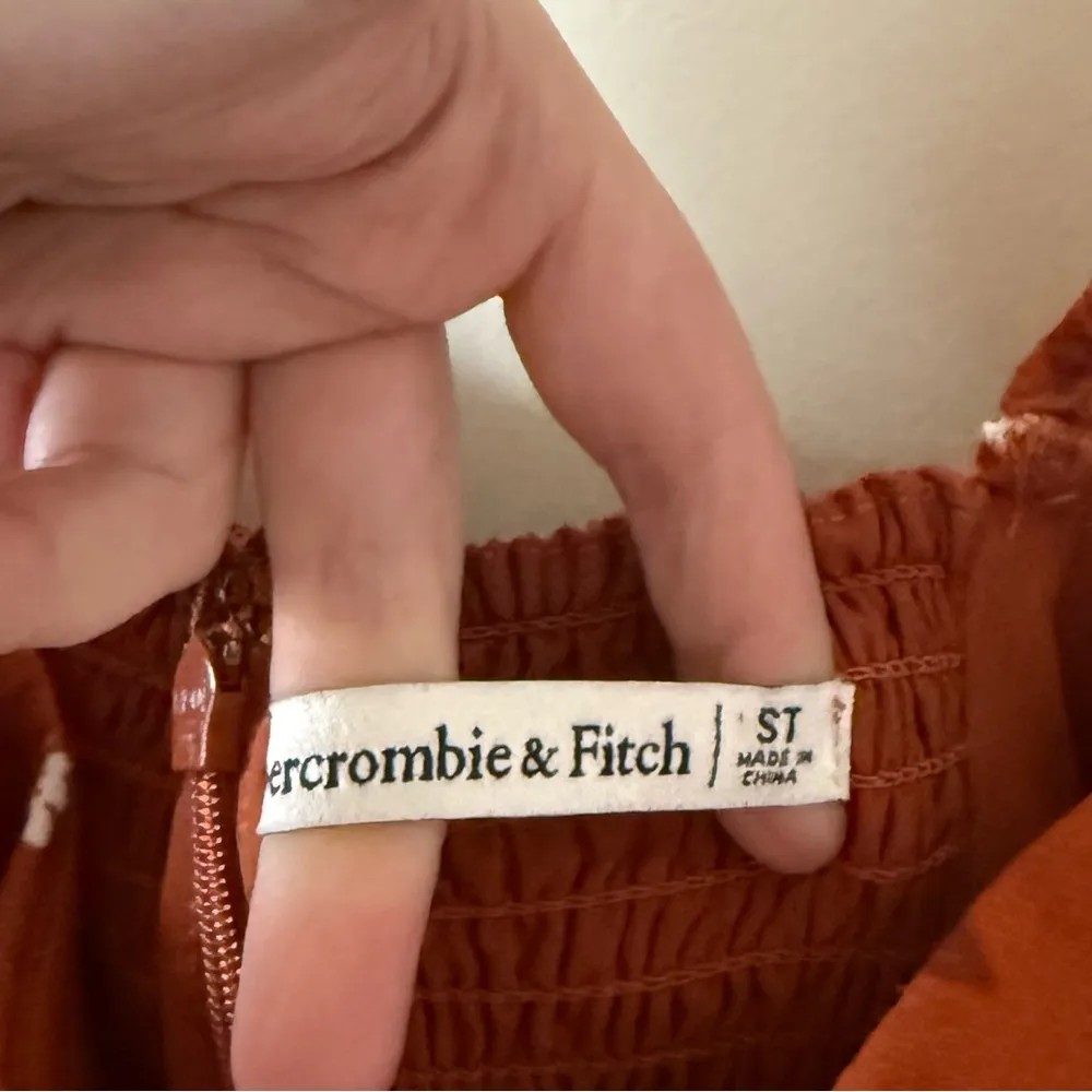 Abercrombie & Fitch Long-Sleeve Draped Bodice Mini Dress in Orange Spice - Image 7