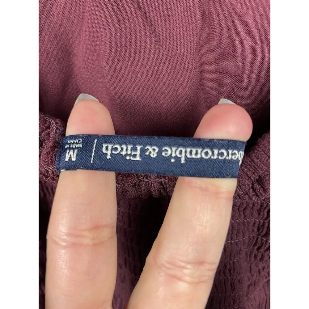 Abercrombie & Fitch Burgundy Red Lace Sleeveless Gauze Flowy Dress With Pocket M - Image 6