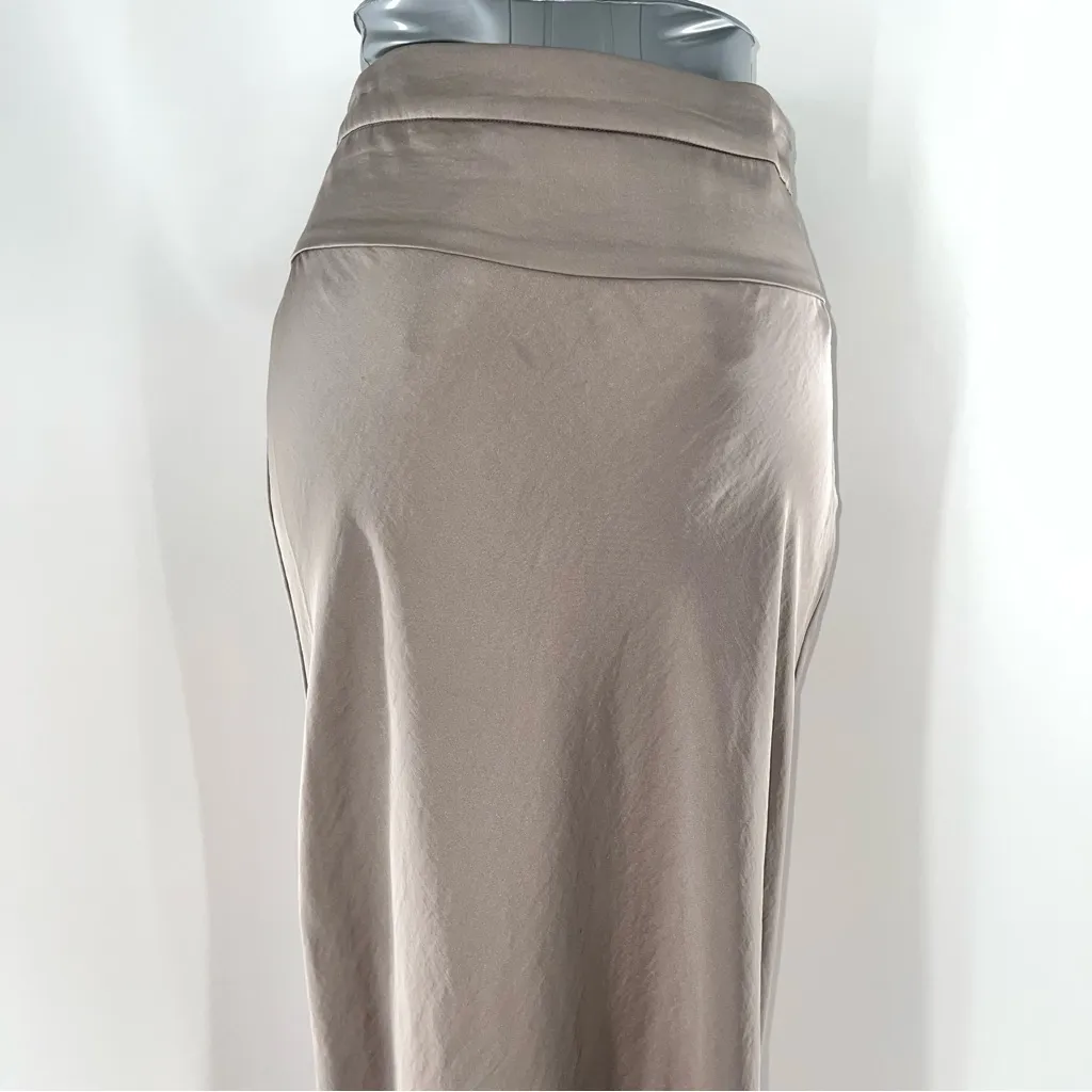 Free People Light Brown Bias Cut Silky Fitted Pencil Maxi Skirt-Size 2 - Image 6