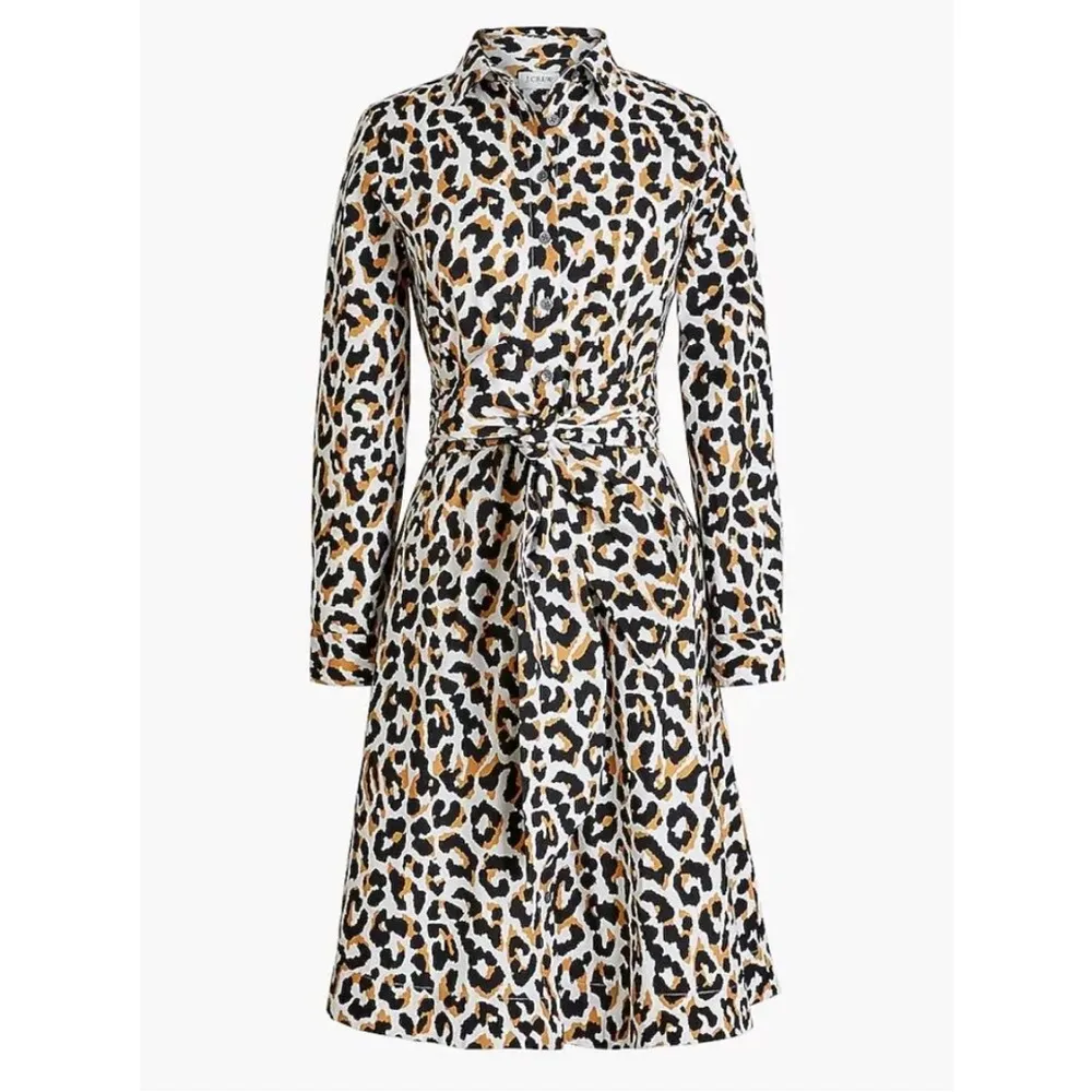 J. Crew Leopard Belted Shirt Dress Size 6 - Image 2