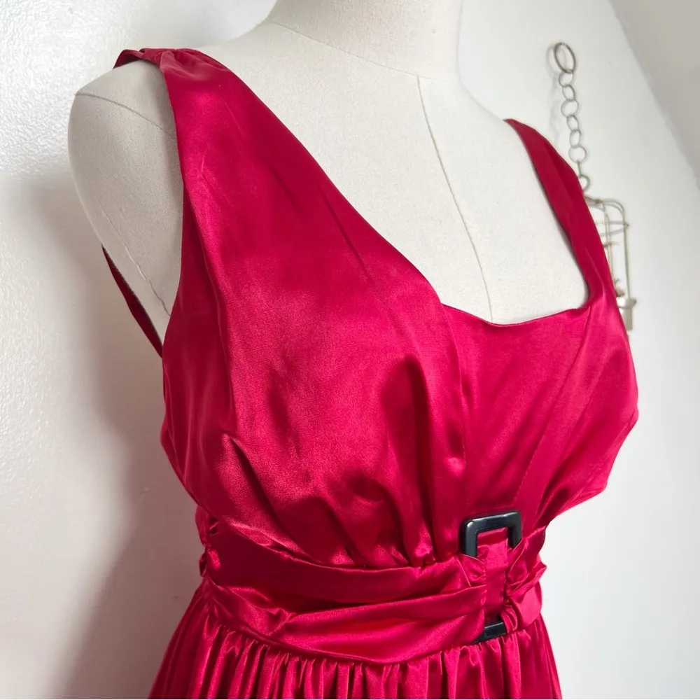 Vintage 90s Candies Red Satin Bubble Hem Party Dress - Image 4