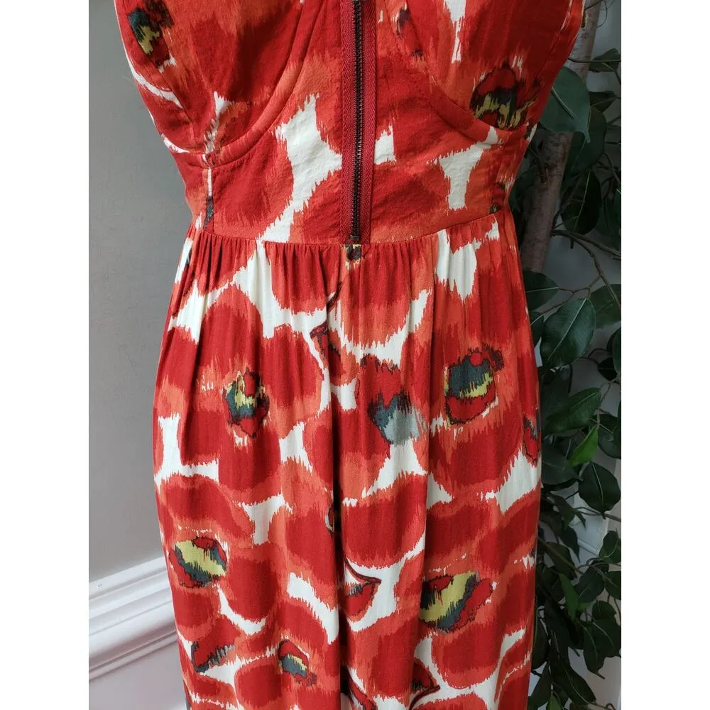 ELLE Long Maxi Dress Women's Size M White & Red Strap Sweetheart Neck Sleeveless - Image 10