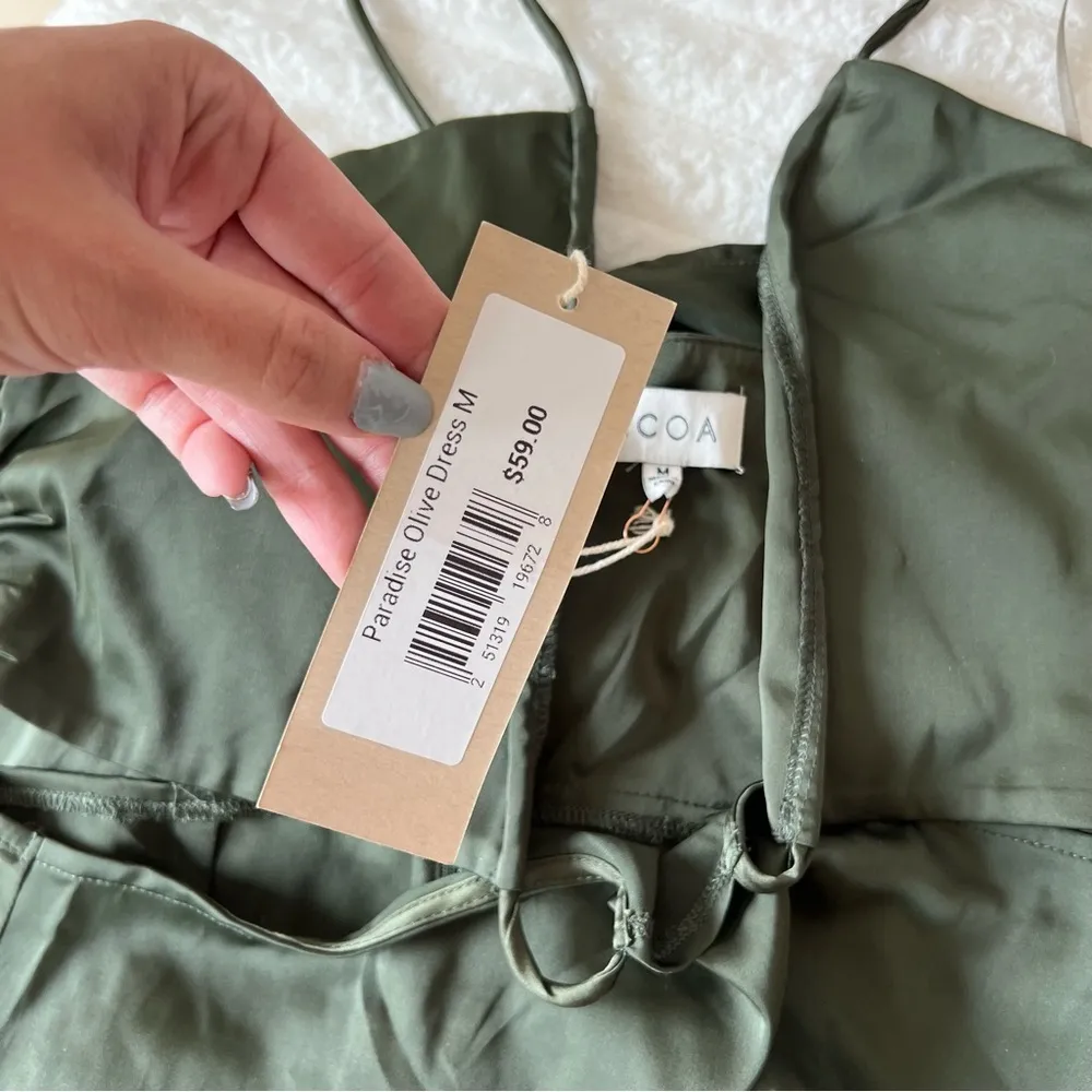 NWT ACOA Paradise Olive Dress Green Size M - Image 4