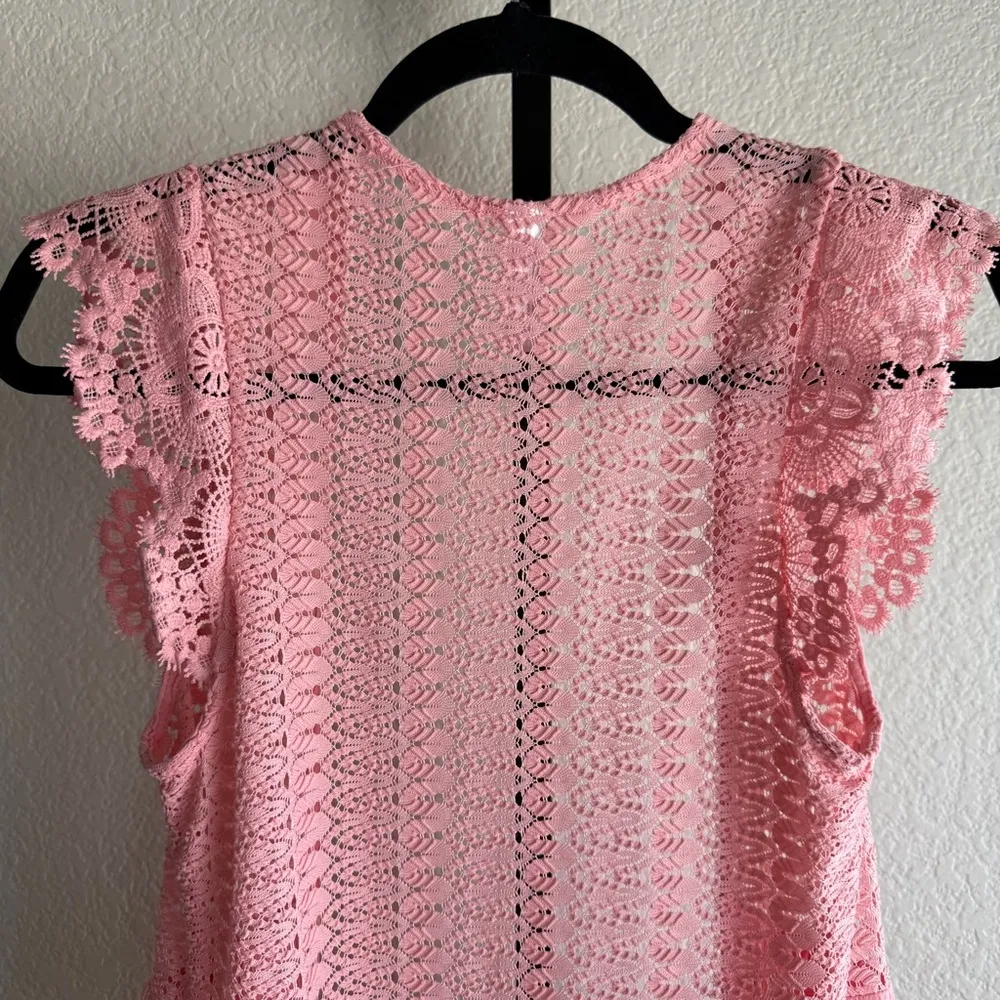 Coquette Pink Long Layering Oversized Cardigan Soft Girl Lace Duster Cottagecore - Image 10