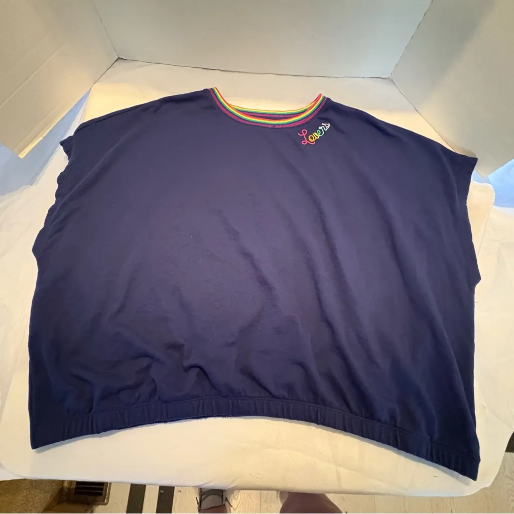 Cabana by Crown & Ivy Blue “Lovers” Shirt With Rainbow Accent Size 3XL - Image 8