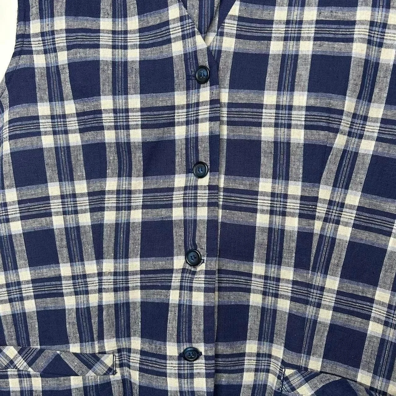 vintage Y2K 2000s retro 90s 1990s Blue and white plaid vest Size L - Image 3