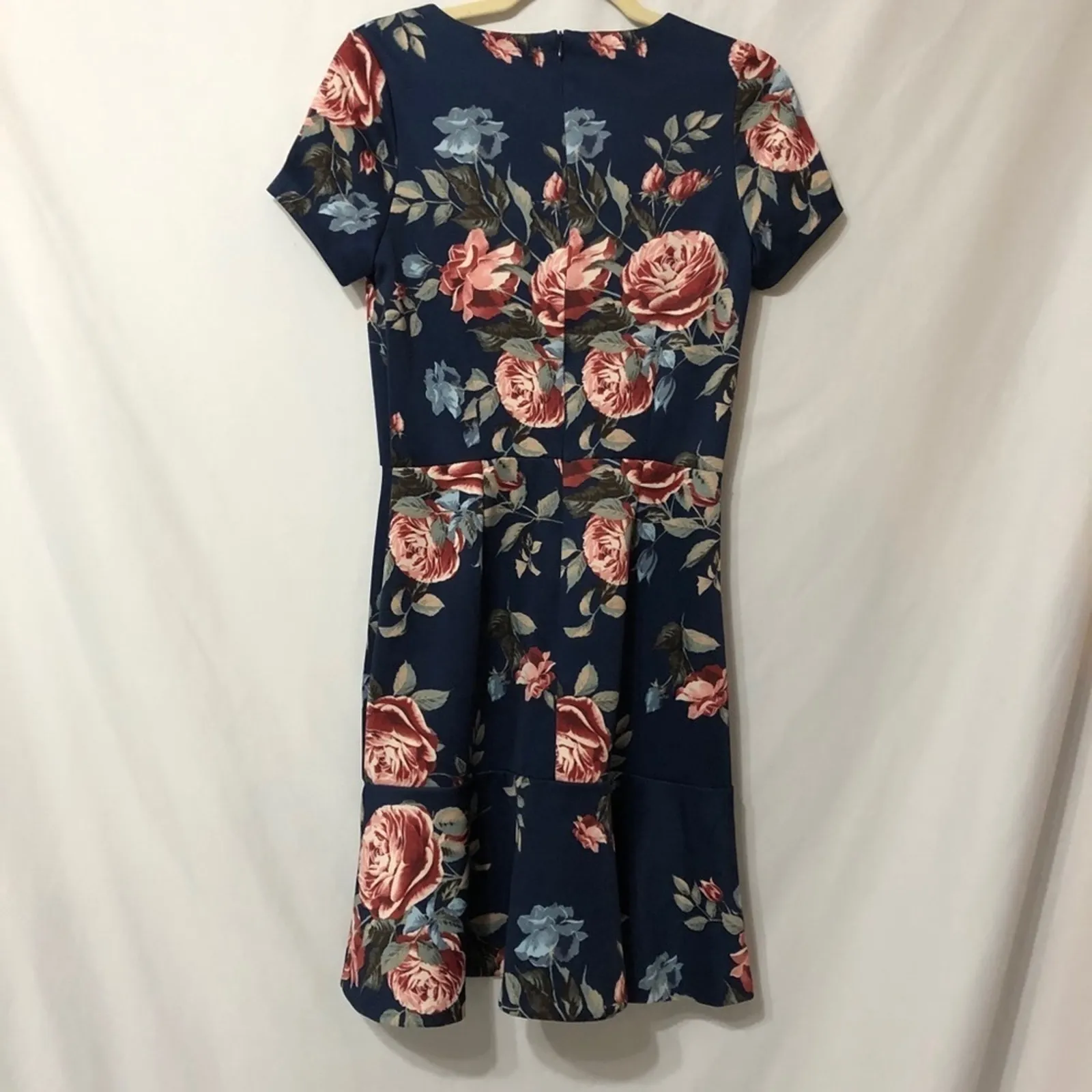 Love..Ady Floral Cap Sleeve Flounce Mini Dress Womens M Fit Flare Casual Blue Size M - Image 8