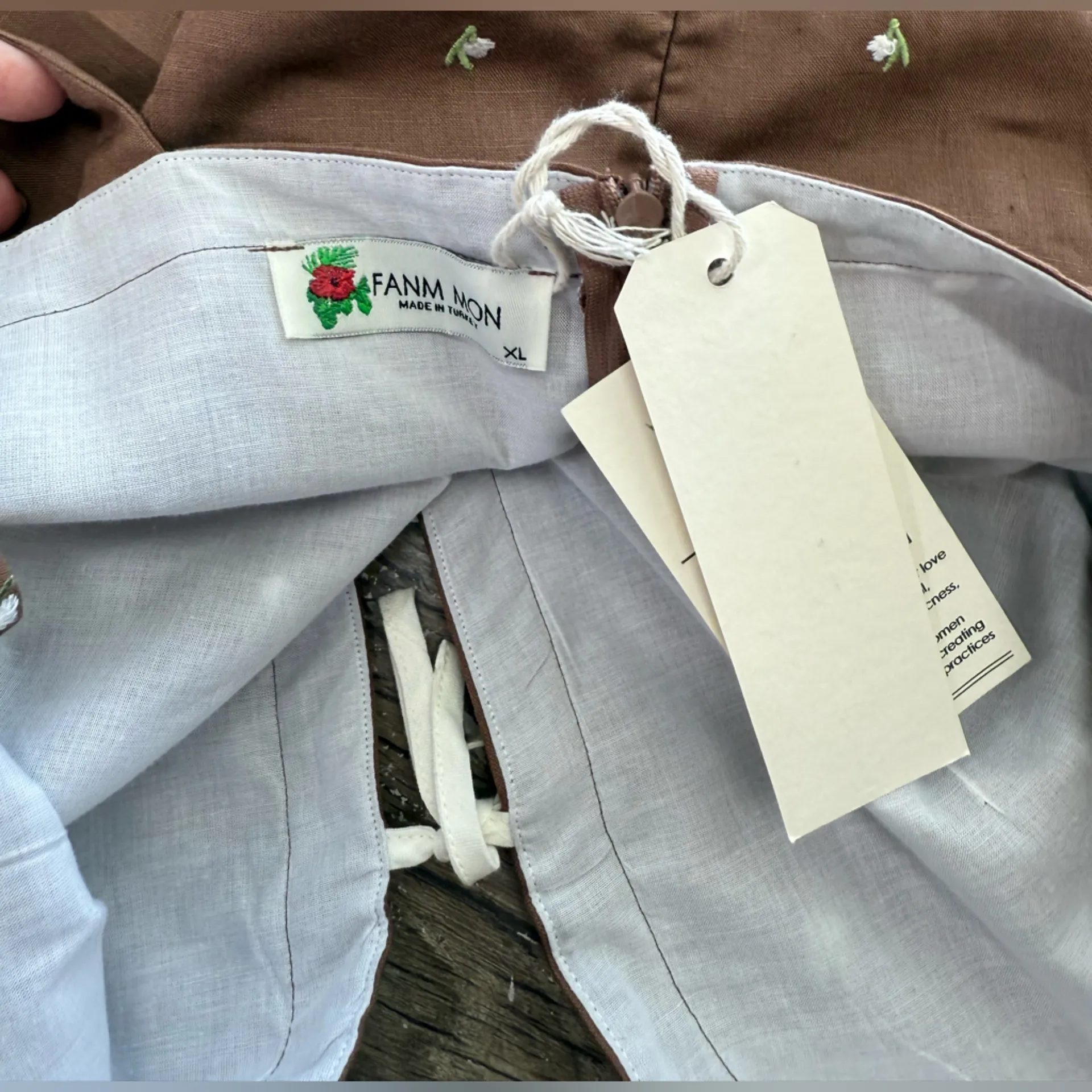 Fanm Mon Helaina Floral‎ Bow Front Sweetheart Neck Sheath Peplum Mini Dress Brown Size XL - Image 4