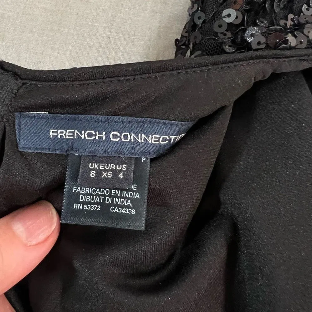 French Connection Women's Cellienne Sequin Bell Sleeve Laced Mini Black Dress 4 - Image 10