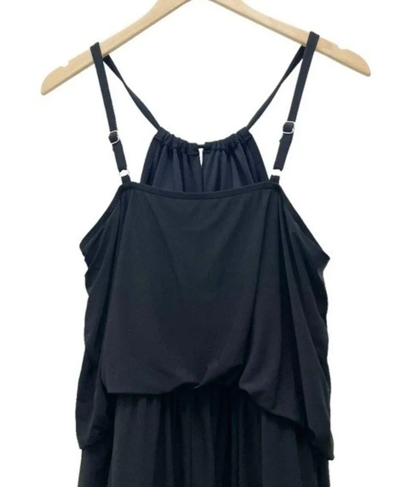 Aqua Green Black High Neck Keyhole Swim Romper One Piece Suit Women’s Size Large - Image 6