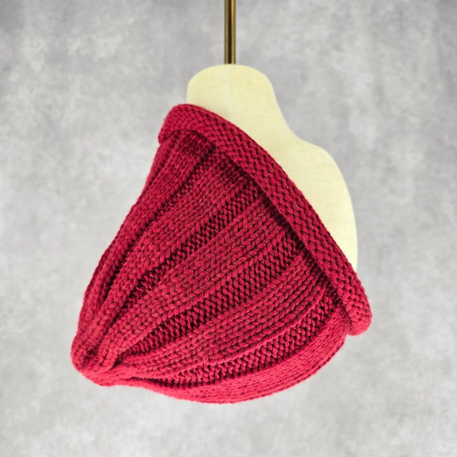 C.C Exclusives‎ Red Crochet Knit Bucket Cap Hat Fun VTG Y2K Funky Beanie - Image 3