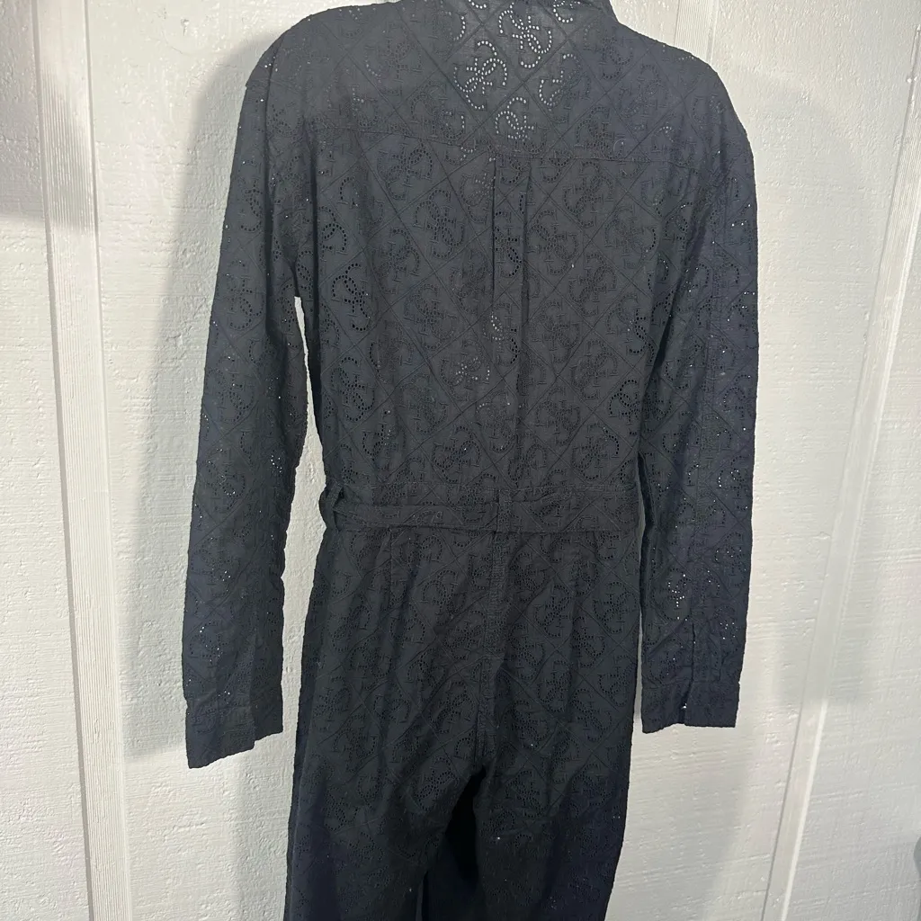GUESS Women's Black Tosca Cotton Eyelet Jumpsuit Size Medium NWT - Image 11