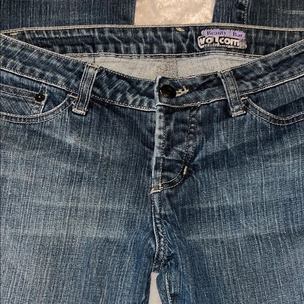 Volcom x Beauty Bar Flare Jeans | Size 5 | Dark Wash | Y2K Streetwear - Image 12