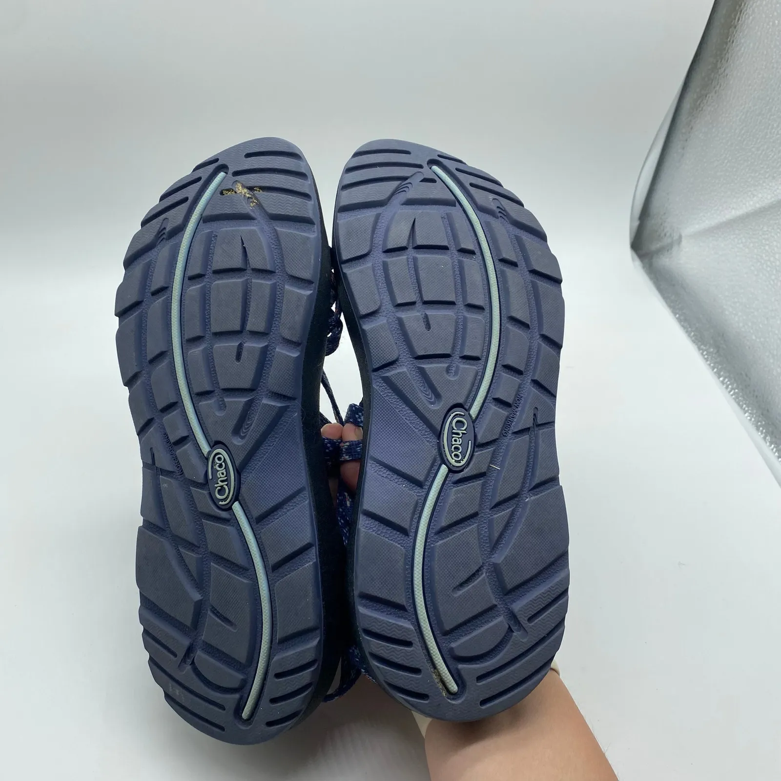 Chaco Navy Blue Aztec Print Strappy Sandals Gorpcore Hiking Women's size 7 - Image 6