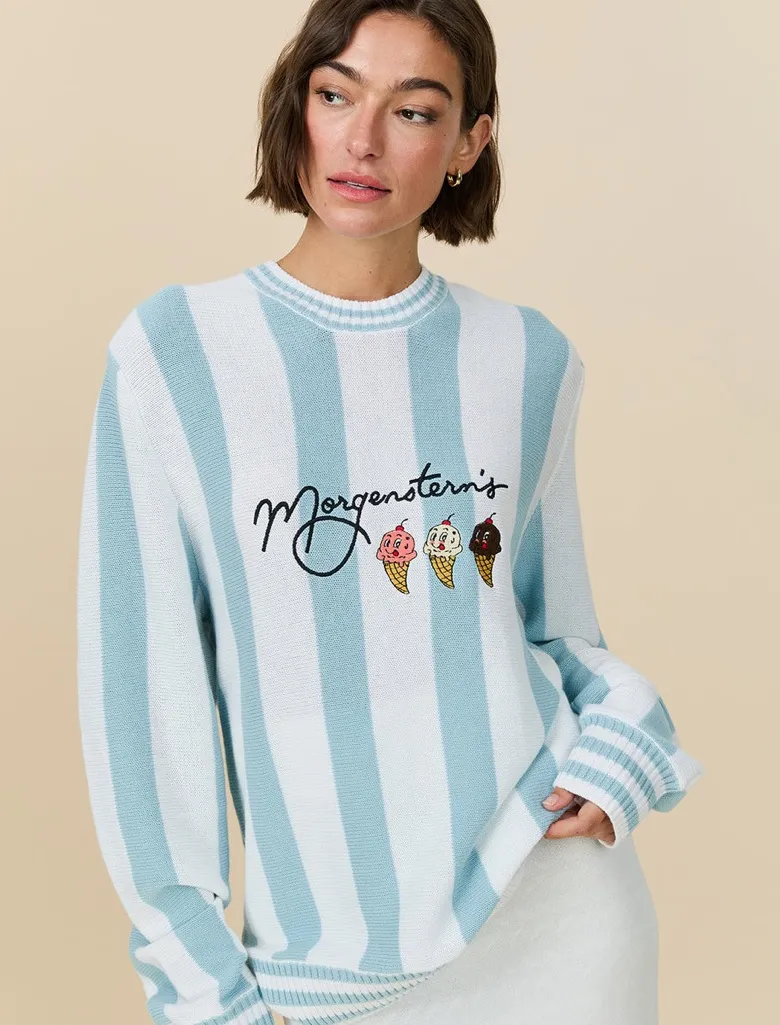 NWT ROWING BLAZERS X MORGENSTERN’S ICE CREAM CONE COTTON STRIPED SWEATER Size XS - Image 1