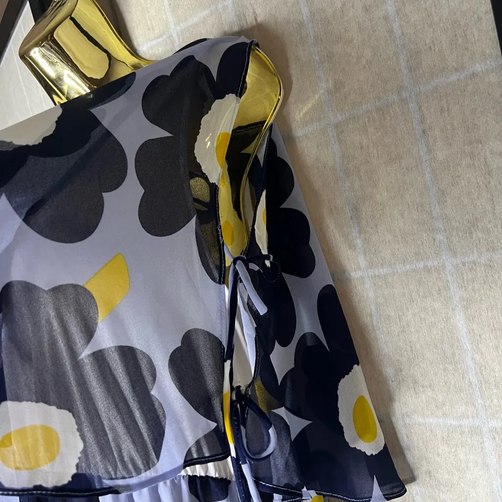 Masc London floral cold shoulder maxi dress size 4 Blue - Image 2