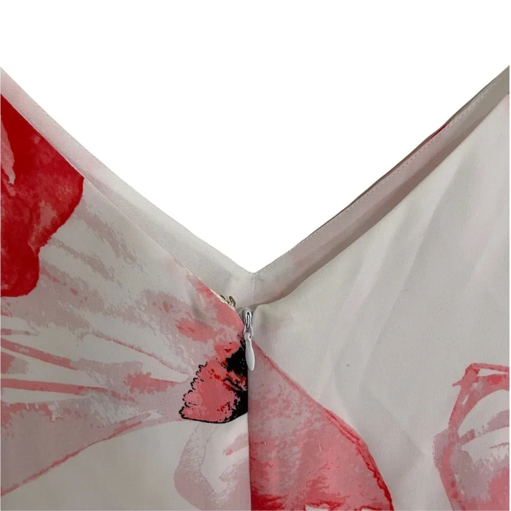 H By Halston Dress Floral Hi Low Pink Black White Wedding Bridal Prom Medium - Image 8