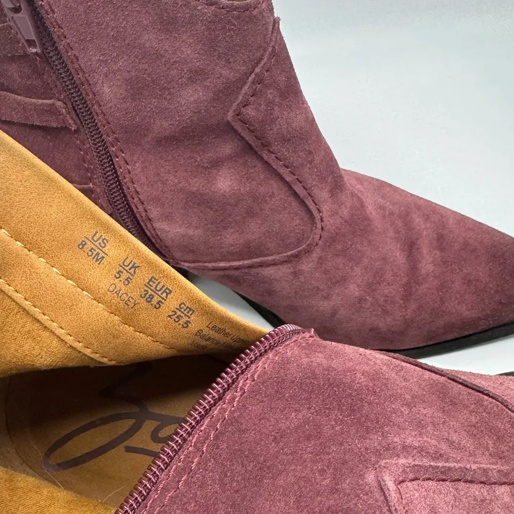 Zodiac Dacey Western Suede Leather Ankle Booties Size 8.5 Shoes Maroon - Image 4