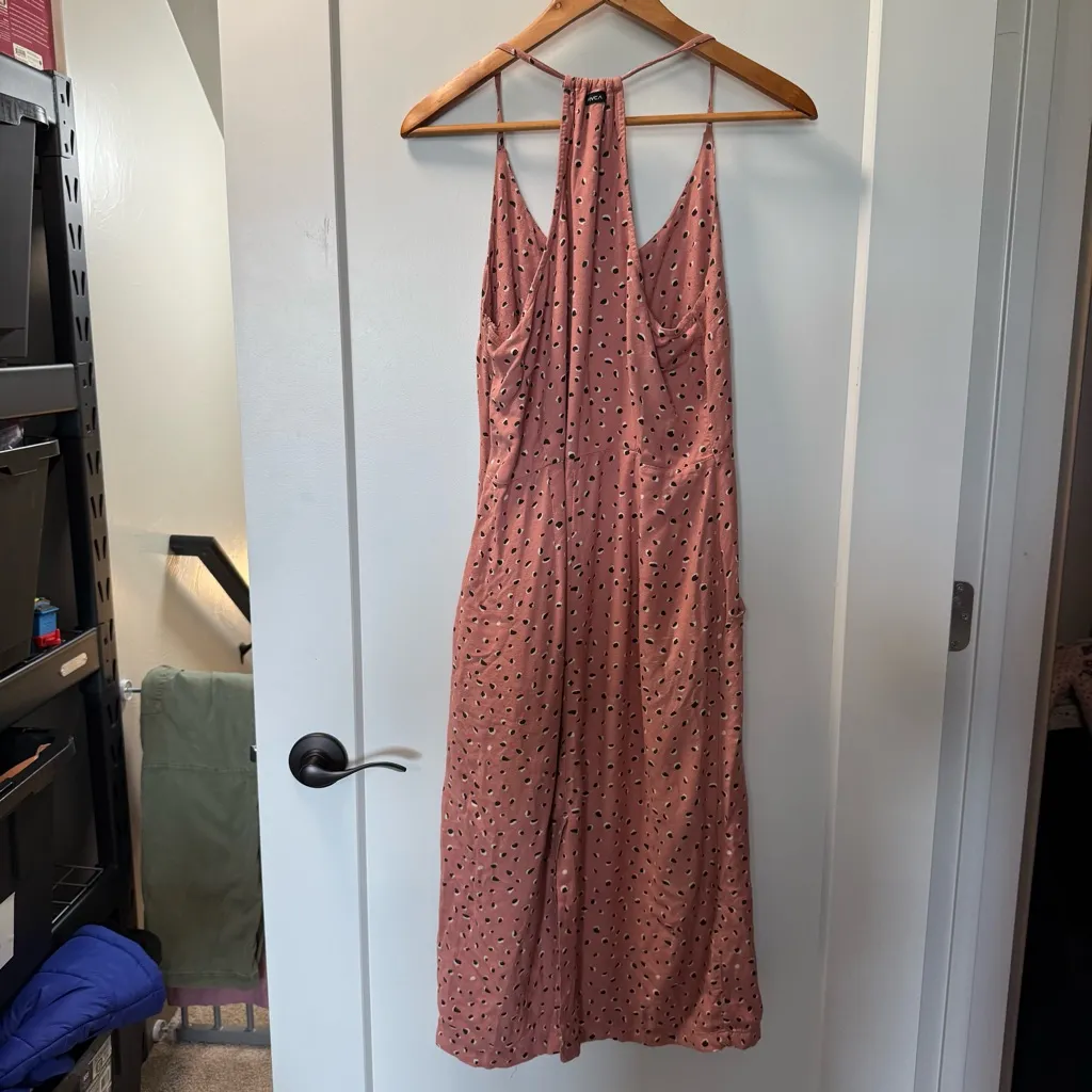 RVCA CeCe Woven Midi Dress Pink‎ Geometric Strappy Casual Summer Lightweight M - Image 7