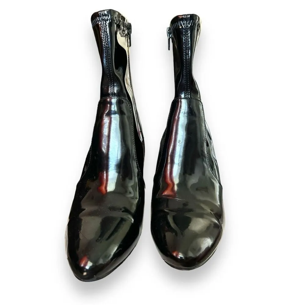 Steve Madden Womens Nia Black Sleek Heeled Patent Boots sz 7.5 Edgy Chic Evening - Image 3