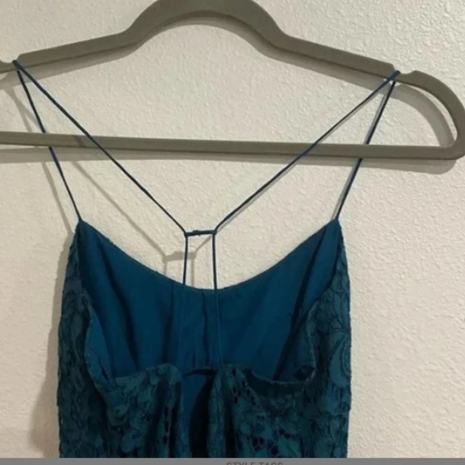 Urban Outfitters Kimchi Blue Green Pacey thin strap Bodycon Midi Lace Dress Sz 0 - Image 6