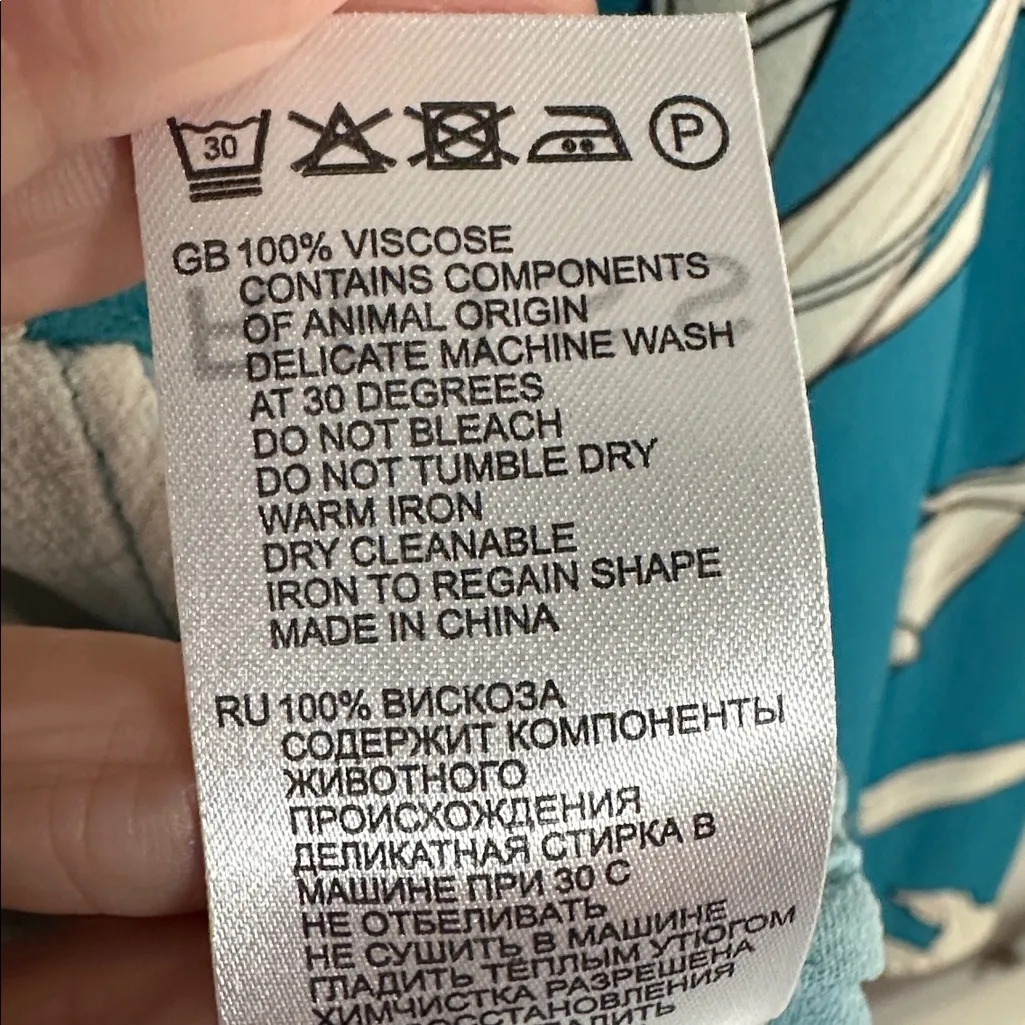 Reiss Tida Shirt Dress Teal Blue Floral Belted Long Sleeve Lunch Brunch Casual - Image 14