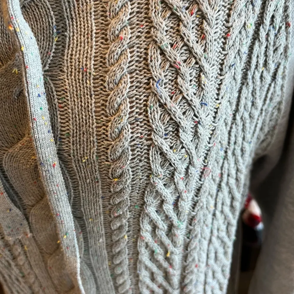 Comfy Gray Speckled Sweater Cable Knit Pullover Drape Neck Joseph A Cozy Shirt - Image 6