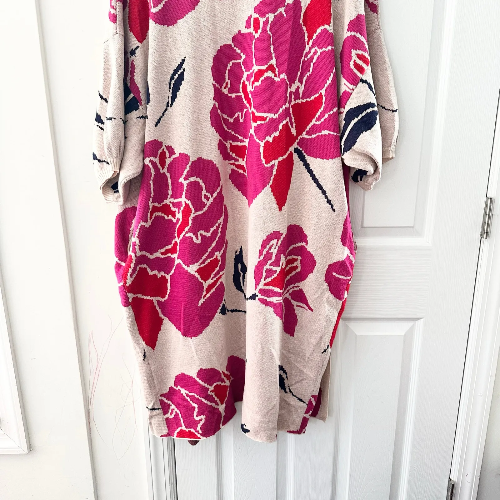 Bel Kazan Gingham Removable Collared Duster Cardigan One Size Pink Rose Floral - Image 10