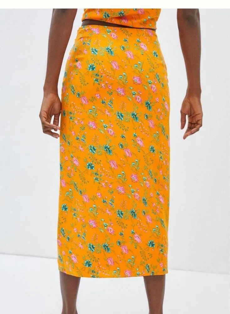 Anthropologie Sabia Wrap Midi Skirt Orange size 4‎ - Image 3