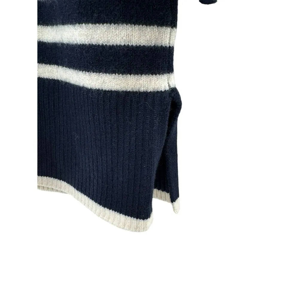 BABATON Turtleneck 100% Merino Wool Navy White Striped Sweater SZ XSmall CHUNKY - Image 5