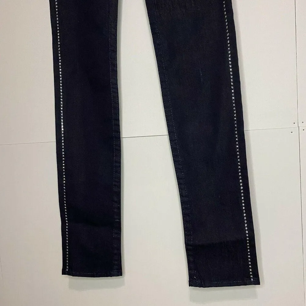 NWOT True Religion 26x35 Disco Julie Low Rise Bling Tuxedo Stripe Skinny Jeans - Image 6