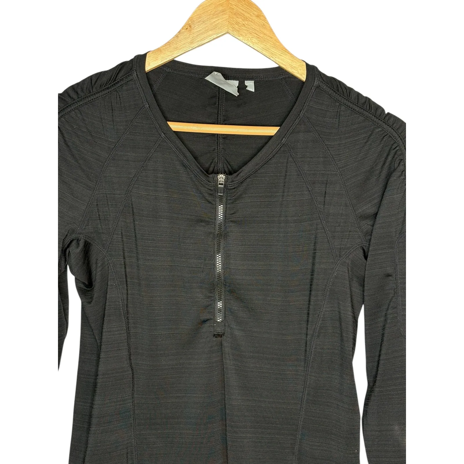 Athleta Pop Space Dye Half Zip Pullover Black Long Sleeve Pocket Women Medium - Image 3