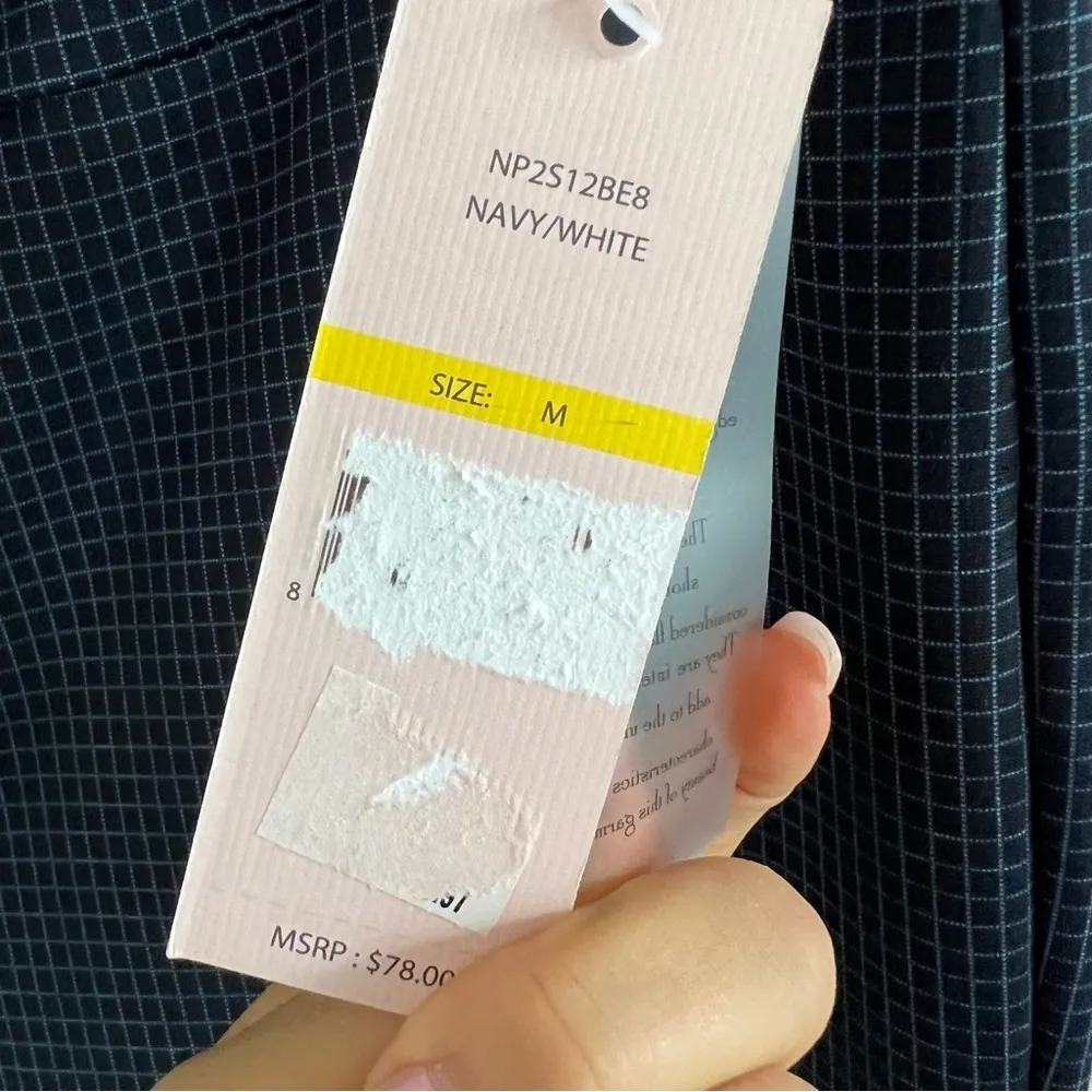 NWT Nanette Leopore Geometric Plaid Navy Business Casual Pants Legging Office M - Image 9