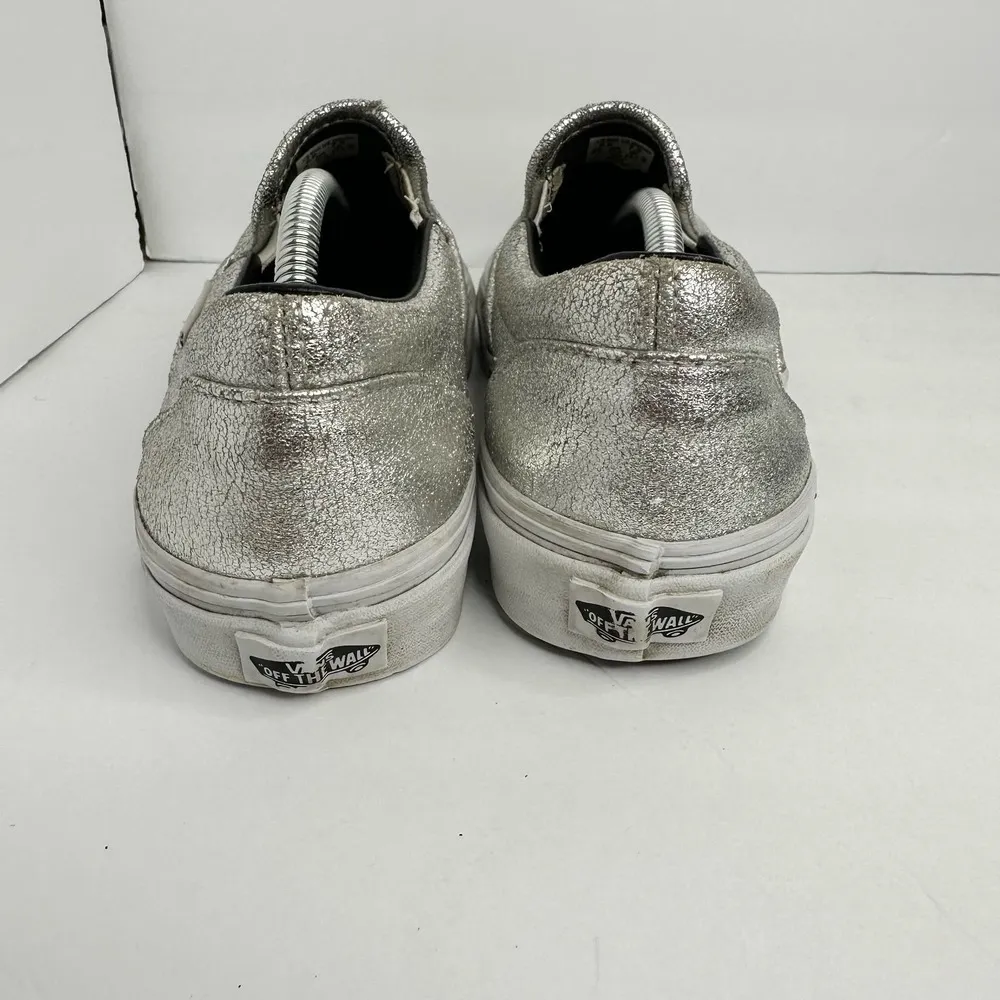 Vans Unisex size 7.5 Womens 6 Mens Metallic Silver Slip On Skate Sneaker Shoe - Image 9