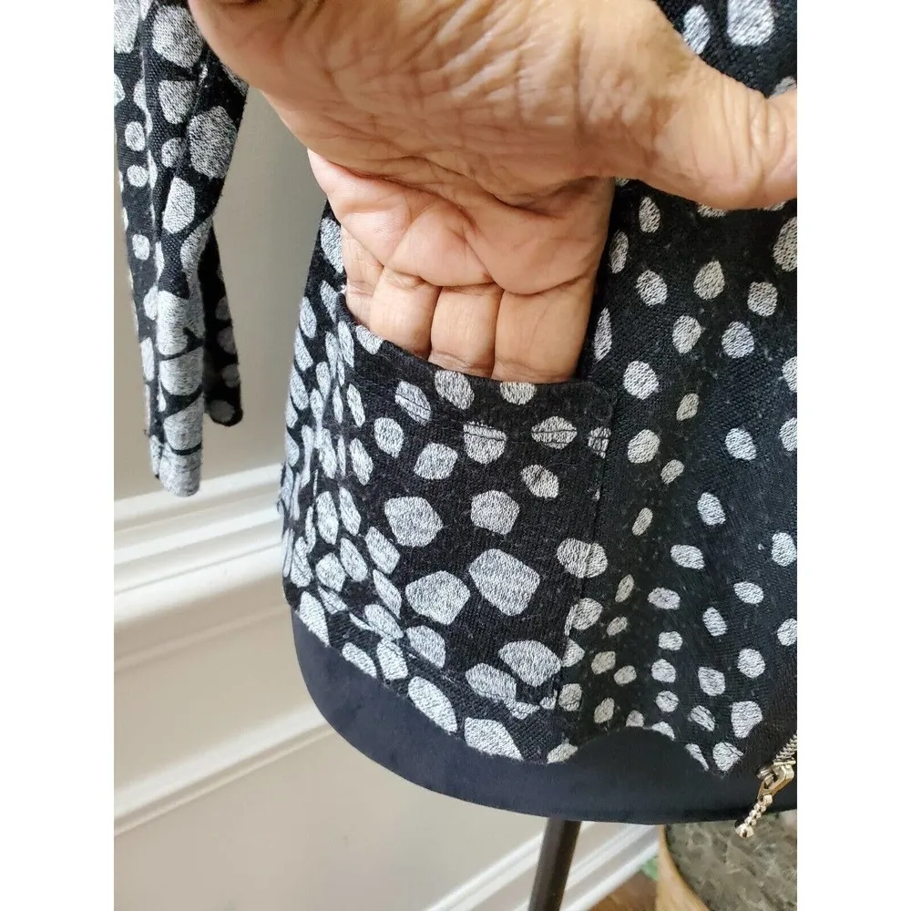 Inside Out Women's Black & White Polyester Long Sleeve Full Zip Front Sweater S - Image 5