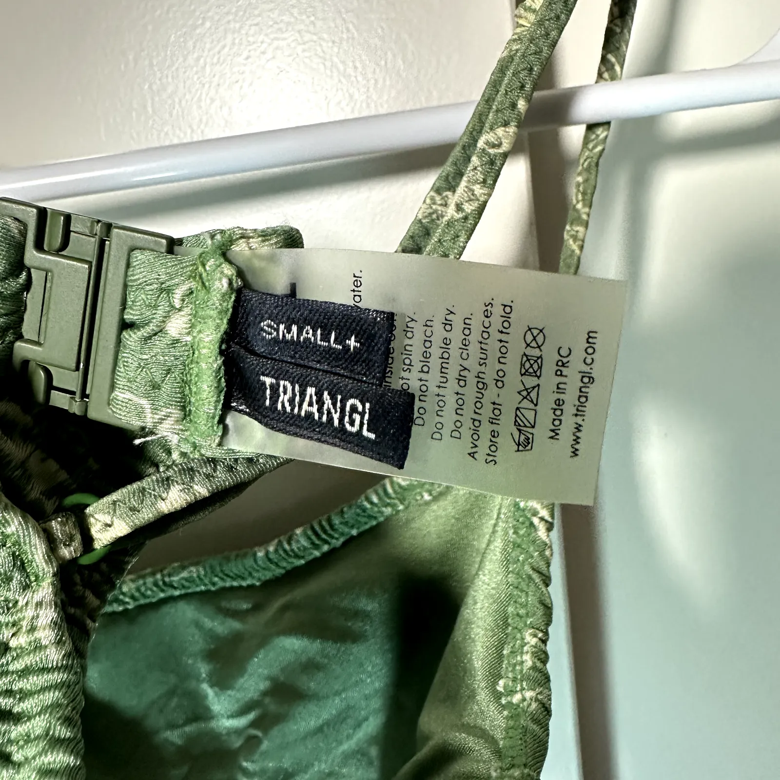 Triangl Sacramento Inesa Green Floral Ruched Bikini Top Square Neck Small + Green - Image 4