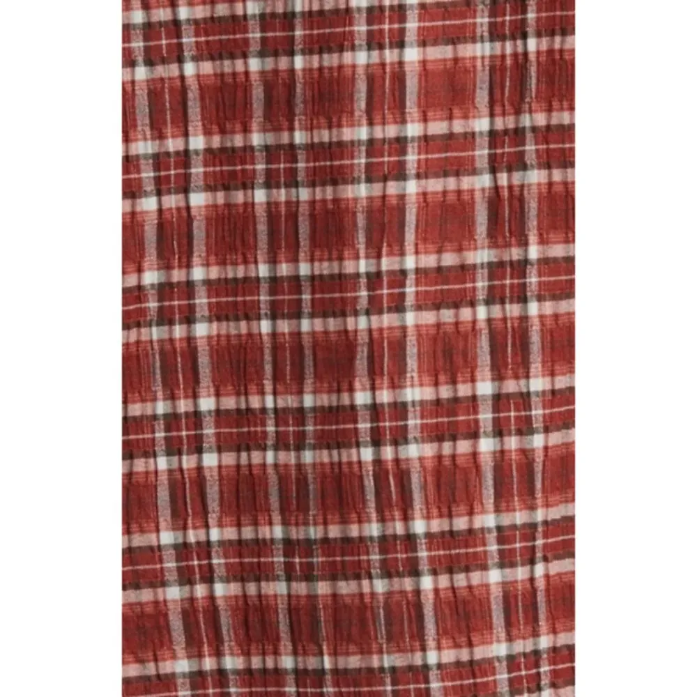 TREASURE & BOND Smocked Shoulder Popover Blouse ~ Rust Brown Tailor Plaid M NWT - Image 5