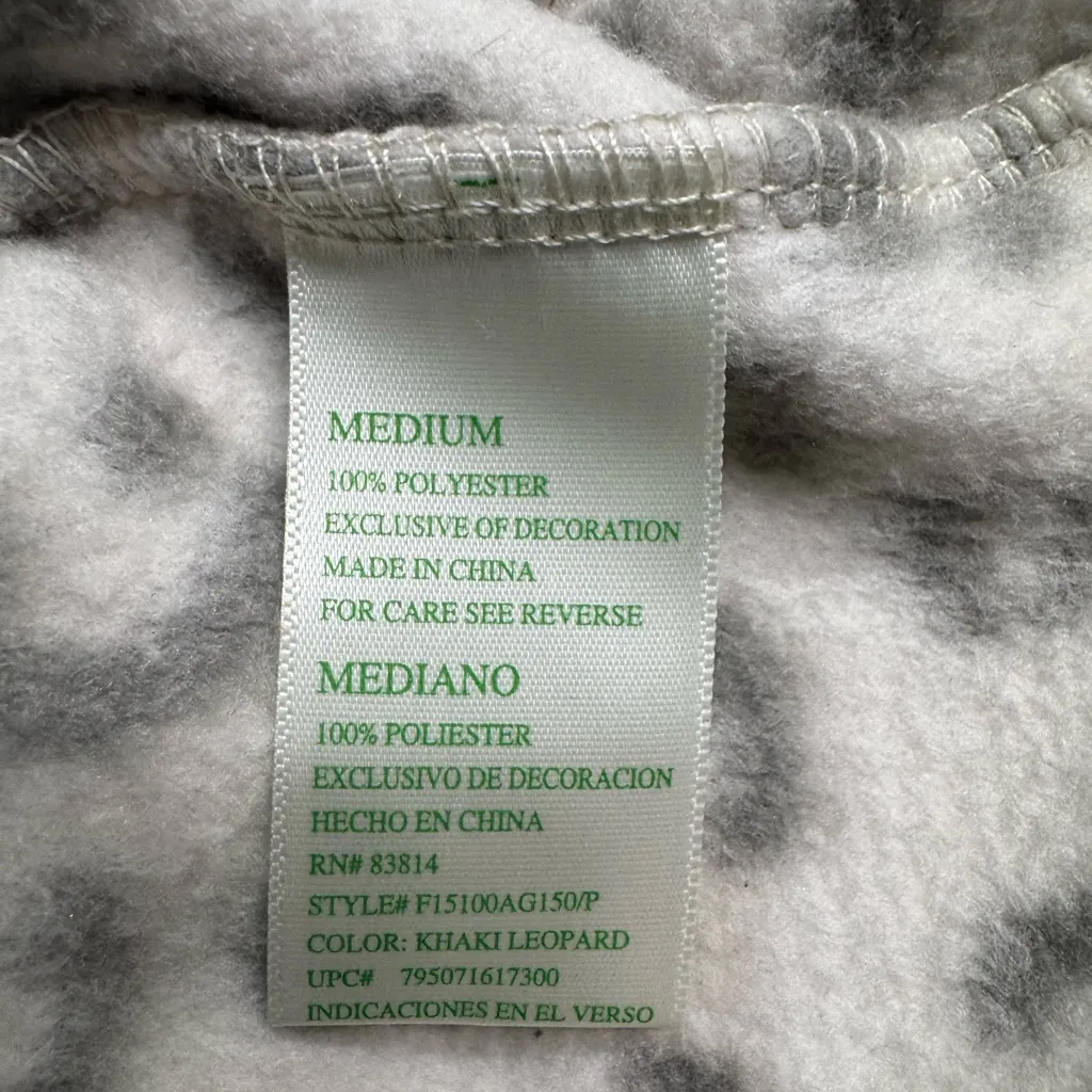 GreenTea Fleece Sweater Women’s Size Medium Long Sleeve Leopard Print Mock Neck Black - Image 4