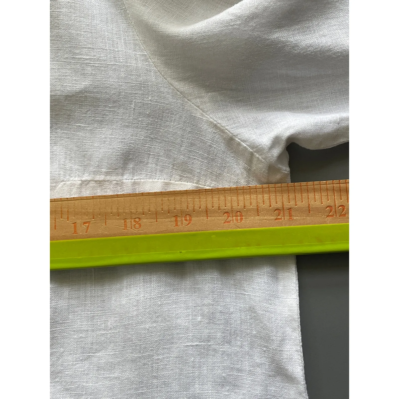 Flax Cream Ivory Linen Scoop Neck Long Sleeve Top Kangaroo Pocket Size Small - Image 7