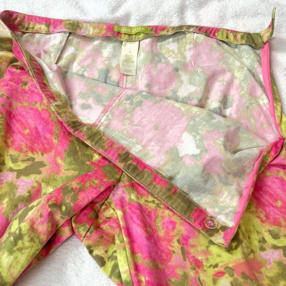 Sigrid Olsen Floral Bright High Rise Straight Leg Crop Ankle Pants Multi Sz 14 - Image 4