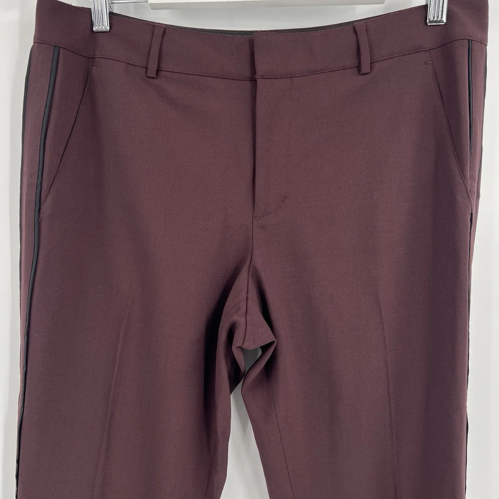 Vince Wool Pants Women's 12 Tuxedo Stripe Slim Straight Tapered Trouser Office - Image 4