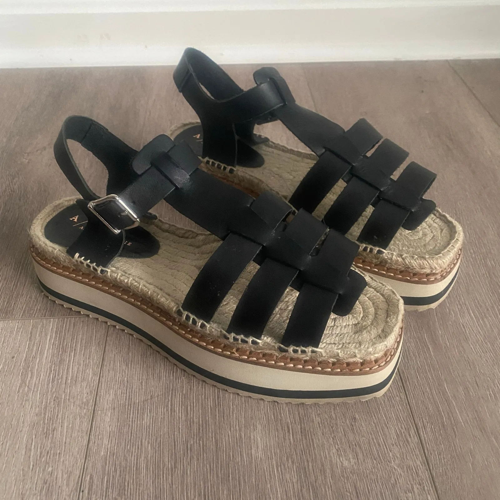 Anthropologie Sporty‎ Platform Fisherman Espadrille Sandals Black NEW Size 12 - Image 2