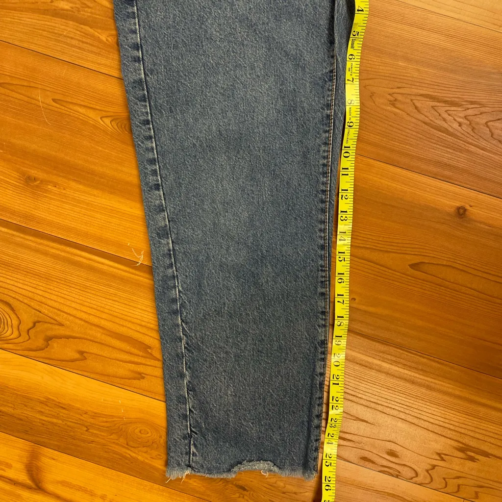 5/$25 Garage Paperbag Mom Denim Jeans High Rise Cotton Raw Hem Pleat size 7 32” - Image 4